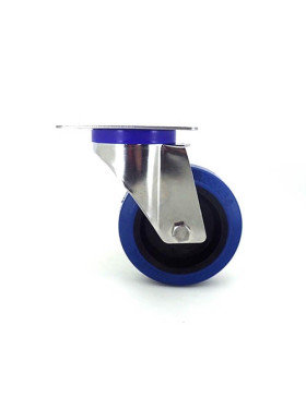 Ruota INOX IN GOMMA ELASTICA GIREVOLE DIAMETRO 100 MM CARICO 150 KG
