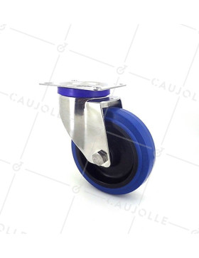Ruota INOX IN GOMMA ELASTICA DIAMETRO 125 MM CARICO 150 KG • Caujolle
