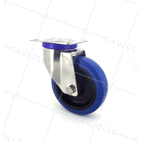 Ruota INOX IN GOMMA ELASTICA DIAMETRO 125 MM CARICO 150 KG • Caujolle