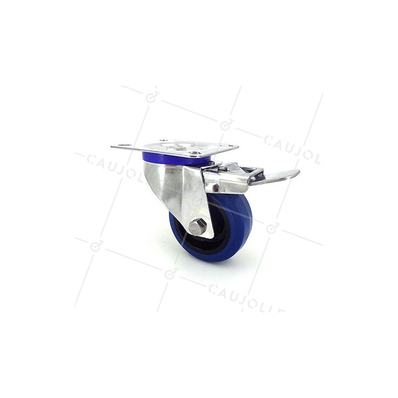 Ruota INOX IN GOMMA ELASTICA CON FRENATORE DIAMETRO 80 MM CARICO 130 KG
