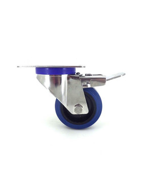 Ruota INOX IN GOMMA ELASTICA CON FRENATORE DIAMETRO 80 MM CARICO 130 KG