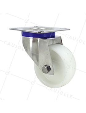 Ruota INOX IN NYLON PIVOTANTE DIAMETRO 80 MM CARICO 150 KG • Caujolle