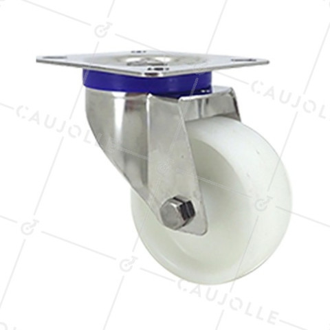 Ruota INOX IN NYLON PIVOTANTE DIAMETRO 80 MM CARICO 150 KG • Caujolle