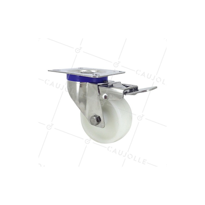 Ruota INOX IN NYLON PIVOTANTE A FRENO DIAMETRO 80 MM CARICO 150 KG