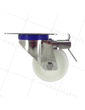 Ruota INOX IN NYLON PIVOTANTE A FRENO DIAMETRO 80 MM CARICO 150 KG