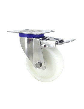Ruota INOX IN NYLON PIVOTANTE A FRENO DIAMETRO 100 MM CARICO 150 KG