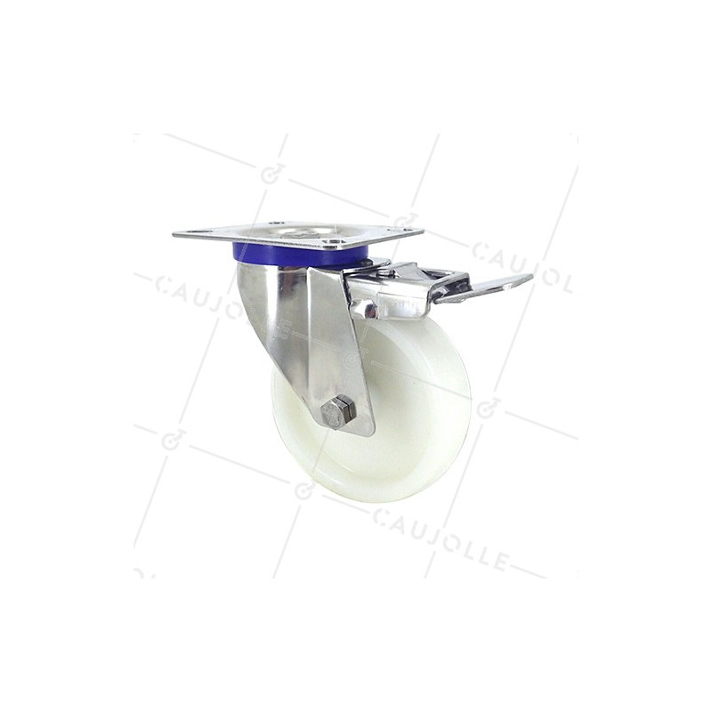Ruota INOX IN NYLON PIVOTANTE A FRENO DIAMETRO 100 MM CARICO 150 KG