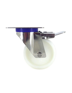 Ruota INOX IN NYLON PIVOTANTE A FRENO DIAMETRO 100 MM CARICO 150 KG
