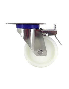 Ruota INOX IN NYLON PIVOTANTE A FRENO DIAMETRO 100 MM CARICO 150 KG