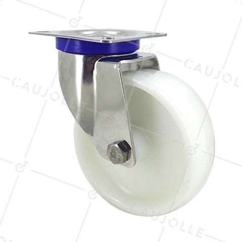 Ruota INOX IN NYLON PIVOTANTE DIAMETRO 125 MM CARICO 200 KG • Caujolle