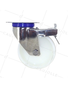 Ruota INOX IN NYLON GIREVOLE A FRENO DIAMETRO 125 MM CARICO 150 KG