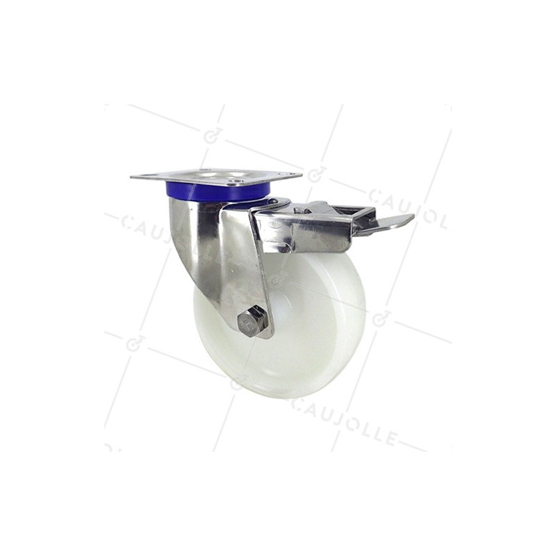 Ruota INOX IN NYLON GIREVOLE A FRENO DIAMETRO 125 MM CARICO 150 KG