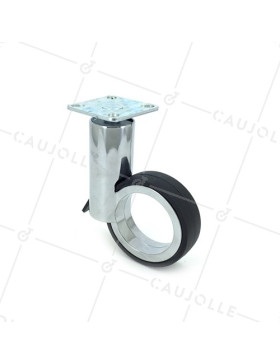 Ruota FUTURISTICA CROMATA A Piastra DIAMETRO 65 MM CARICO 30 KG - GRAVITY65PC • Caujolle