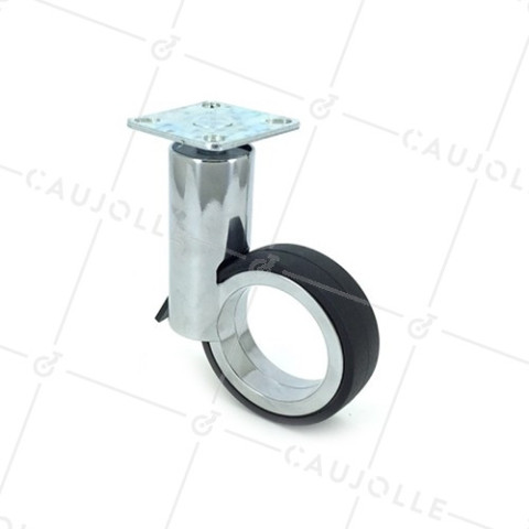Ruota FUTURISTICA CROMATA A Piastra DIAMETRO 65 MM CARICO 30 KG - GRAVITY65PC • Caujolle