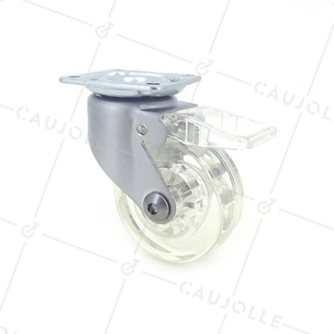 Ruota DESIGN A FRENATURA TRASPARENTE DIAMETRO 50 MM CARICO 40 KG - CRYSTALTR50PAF • Caujolle