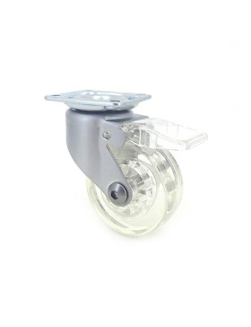 Ruota DESIGN A FRENATURA TRASPARENTE DIAMETRO 50 MM CARICO 40 KG - CRYSTALTR50PAF