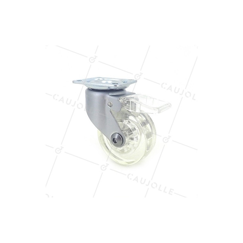 Ruota DESIGN A FRENATURA TRASPARENTE DIAMETRO 50 MM CARICO 40 KG - CRYSTALTR50PAF