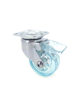 Ruota DESIGN A FRENO TRASPARENTE BLU DIAMETRO 50 MM CARICO 35 KG - CRYSTALB50PAF