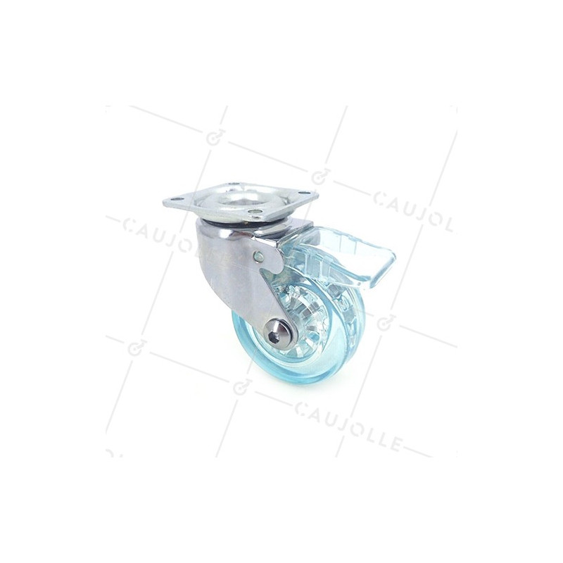 Ruota DESIGN A FRENO TRASPARENTE BLU DIAMETRO 50 MM CARICO 35 KG - CRYSTALB50PAF