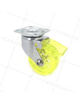 Ruota DESIGN A FRENTE TRASPARENTE GIALLO DIAMETRO 50 MM CARICO 35 KG - CRYSTALJ50 PAF • Caujolle