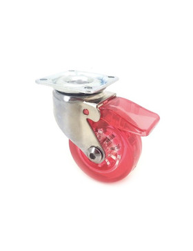 Ruota DESIGN A FRENO TRASPARENTE ROSSO DIAMETRO 50 MM CARICO 35 KG - CRYSTAL R50 PAF