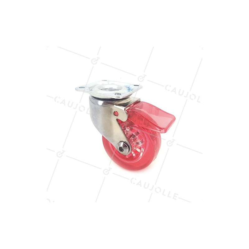 Ruota DESIGN A FRENO TRASPARENTE ROSSO DIAMETRO 50 MM CARICO 35 KG - CRYSTAL R50 PAF
