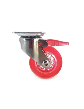 Ruota DESIGN A FRENO TRASPARENTE ROSSO DIAMETRO 50 MM CARICO 35 KG - CRYSTAL R50 PAF