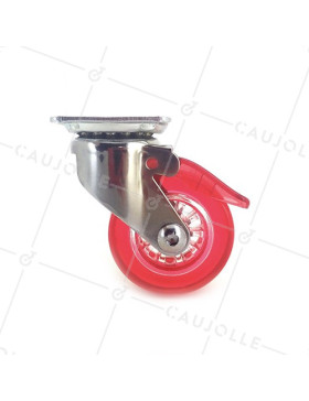 Ruota DESIGN A FRENO TRASPARENTE ROSSO DIAMETRO 50 MM CARICO 35 KG - CRYSTAL R50 PAF