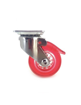 Ruota DESIGN A FRENO TRASPARENTE ROSSO DIAMETRO 50 MM CARICO 35 KG - CRYSTAL R50 PAF