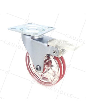 Ruota DESIGN TRASPARENTE ROSSO DIAMETRO 75 MM CARICO 50 KG - CRYSTAL R75PAF • Caujolle