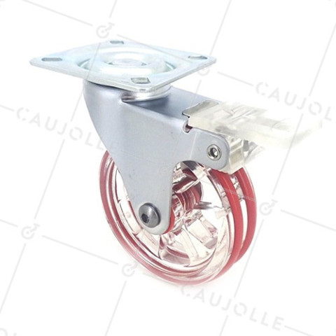 Ruota DESIGN TRASPARENTE ROSSO DIAMETRO 75 MM CARICO 50 KG - CRYSTAL R75PAF • Caujolle
