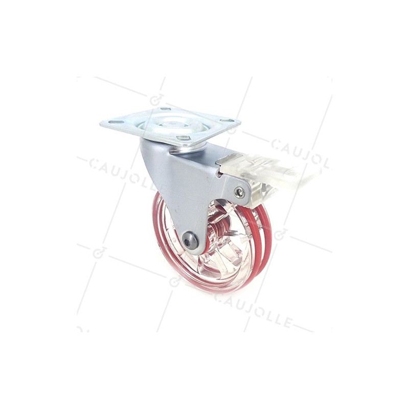 Ruota DESIGN TRASPARENTE ROSSO DIAMETRO 75 MM CARICO 50 KG - CRYSTAL R75PAF