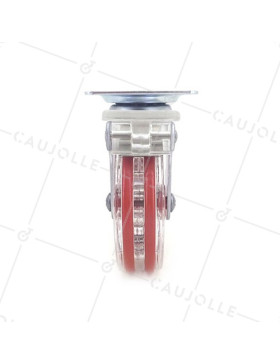 Ruota DESIGN TRASPARENTE ROSSO DIAMETRO 75 MM CARICO 50 KG - CRYSTAL R75PAF