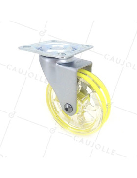 Ruota DESIGN TRASPARENTE GIALLO DIAMETRO 75 MM CARICO 50 KG - CRYSTAL J75P • Caujolle