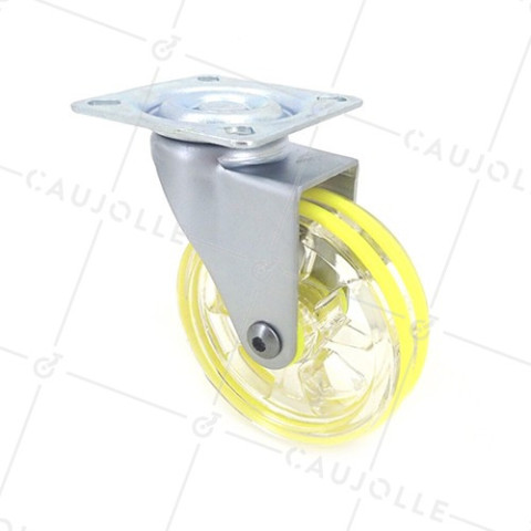 Ruota DESIGN TRASPARENTE GIALLO DIAMETRO 75 MM CARICO 50 KG - CRYSTAL J75P • Caujolle