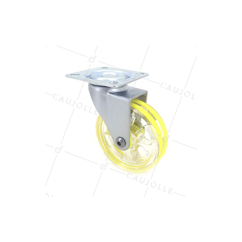 Ruota DESIGN TRASPARENTE GIALLO DIAMETRO 75 MM CARICO 50 KG - CRYSTAL J75P