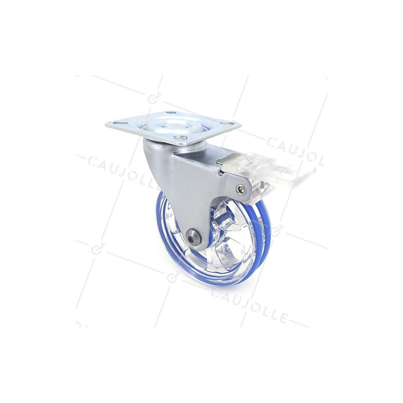 Ruota DESIGN A FRENO TRASPARENTE BLU DIAMETRO 75 MM CARICO 50 KG - CRYSTAL B75 PAF