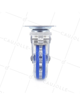 Ruota DESIGN A FRENO TRASPARENTE BLU DIAMETRO 75 MM CARICO 50 KG - CRYSTAL B75 PAF