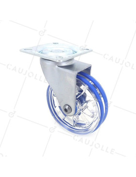 Ruota DESIGN TRASPARENTE BLU DIAMETRO 75 MM CARICO 50 KG - CRYSTAL B75P • Caujolle
