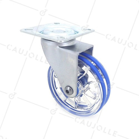 Ruota DESIGN TRASPARENTE BLU DIAMETRO 75 MM CARICO 50 KG - CRYSTAL B75P • Caujolle
