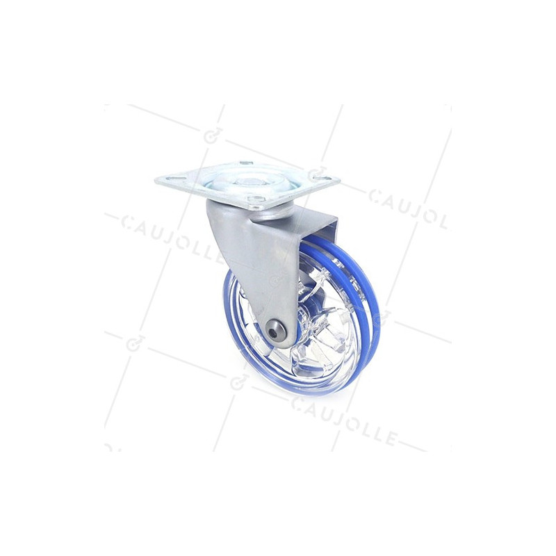 Ruota DESIGN TRASPARENTE BLU DIAMETRO 75 MM CARICO 50 KG - CRYSTAL B75P