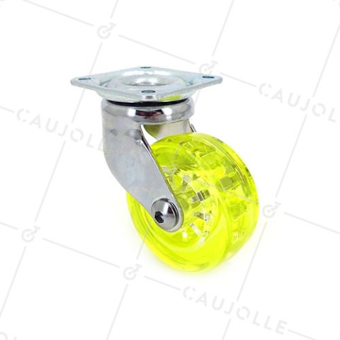 Ruota DESIGN TRASPARENTE GIALLO DIAMETRO 50 MM CARICO 35 KG - CRYSTAL J50 P • Caujolle