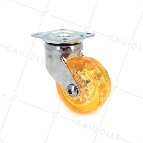 Ruota DESIGN TRASPARENTE ARANCIONE DIAMETRO 50 MM CARICO 35 KG - CRYSTAL OR50 P • Caujolle