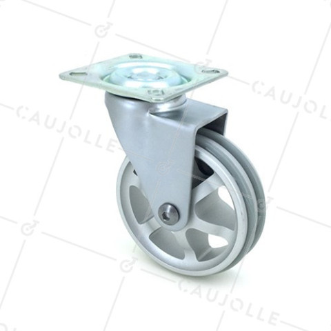 Ruota DESIGN IN ALLUMINIO GRIGIO DIAMETRO 75 MM CARICO 45KG - ALUSTYL75P • Caujolle