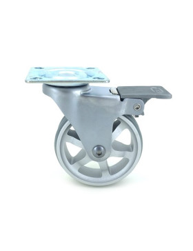 Ruota DESIGN IN ALLUMINIO GRIGIO CON FRENATORE DIAMETRO 75 MM CARICO 45KG - ALUSTYL75PAF