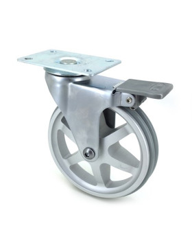 Ruota DESIGN CON FRENATURA IN ALLUMINIO GRIGIO DIAMETRO 125 MM CARICO 70KG - ALUSTYL125PAF