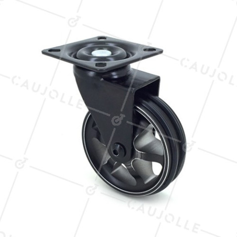 Ruota DESIGN IN ALLUMINIO NERO SPazzolato DIAMETRO 75 MM CARICO 45KG - BLACKSTYL75P • Caujolle
