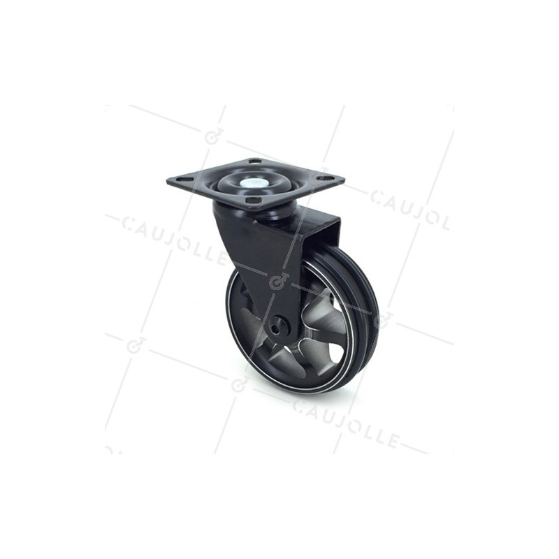 Ruota DESIGN IN ALLUMINIO NERO SPazzolato DIAMETRO 75 MM CARICO 45KG - BLACKSTYL75P