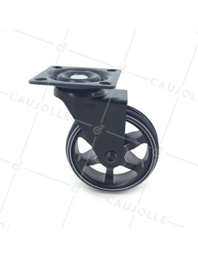 Ruota DESIGN IN ALLUMINIO NERO SPazzolato DIAMETRO 75 MM CARICO 45KG - BLACKSTYL75P