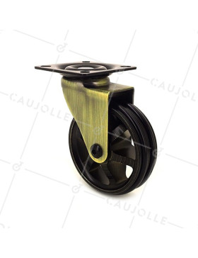 Ruota DESIGN RETRO IN ALLUMINIO DORATO DIAMETRO 75 MM CARICO 45KG - GOLDSTYL75P • Caujolle